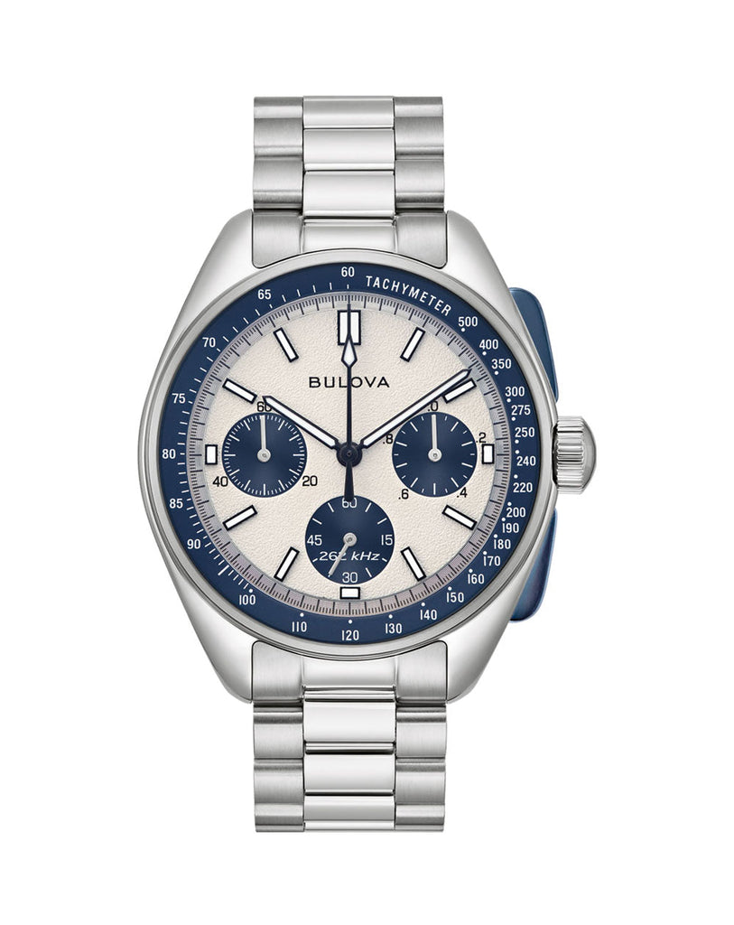Bulova Men's Special Edition Lunar Pilot Chronograph Watch White and Blue 98K112