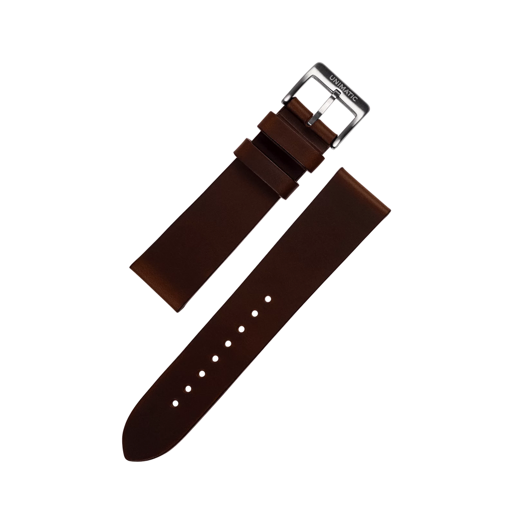 CALF LEATHER 2PCS STEEL STRAP DARK CHOCOLATE