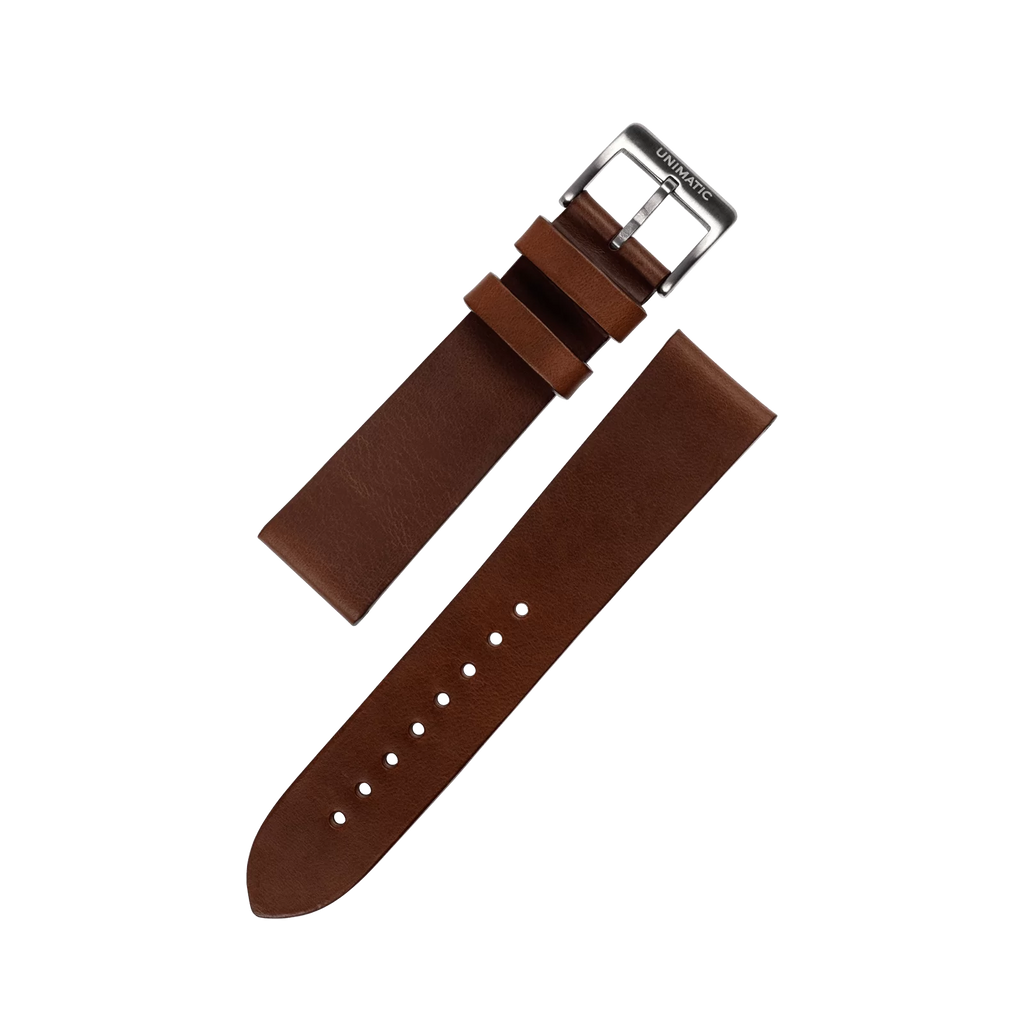 CALF LEATHER 2PCS STEEL STRAP MILK CHOCOLATE