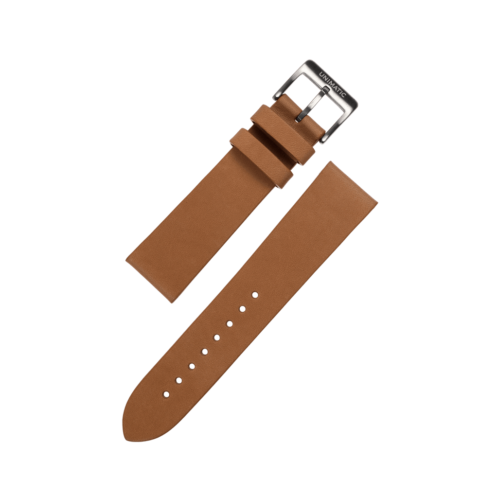 CALF LEATHER 2PCS STEEL STRAP CARAMEL CHOCOLATE