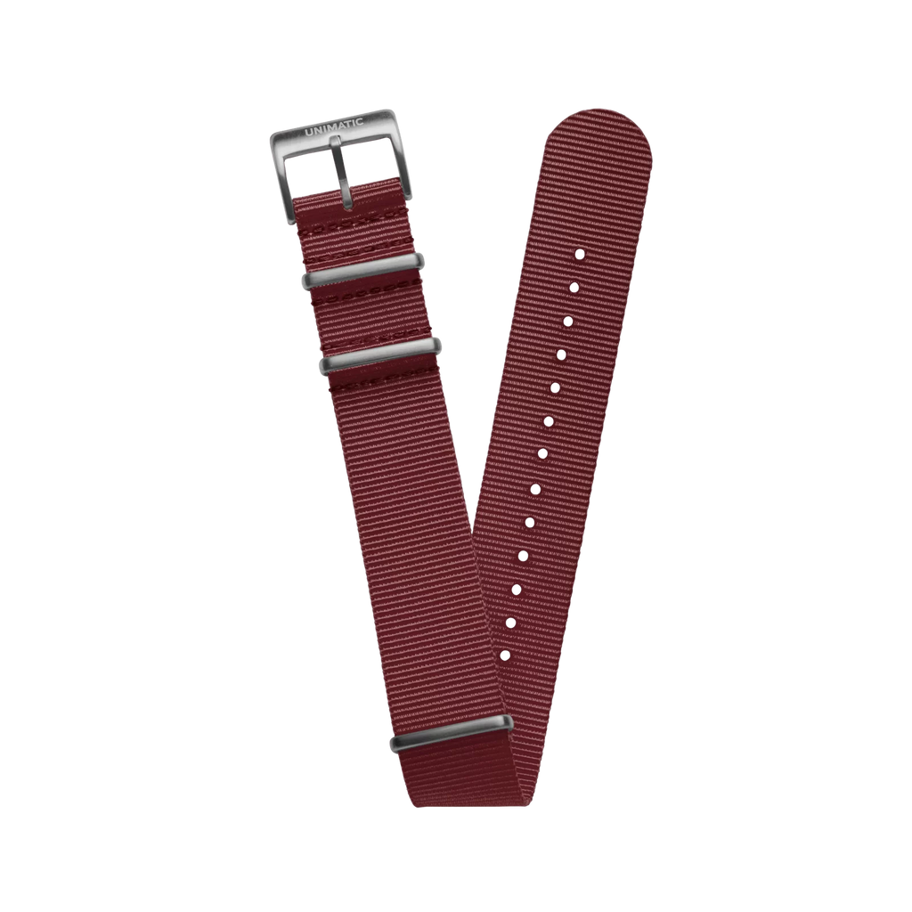 NYLON NATO STEEL STRAP BURGUNDY