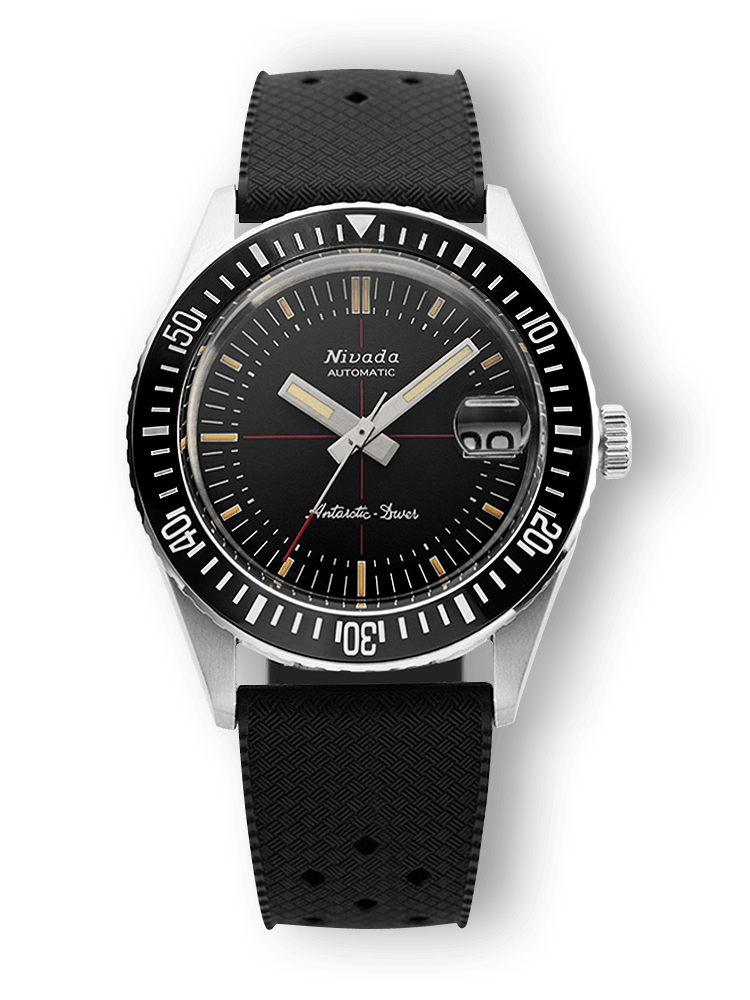 Nivada Grenchen Antarctic Diver on Black Tropical Strap