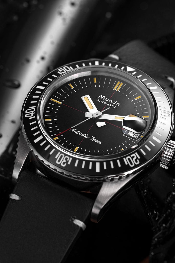 Nivada Grenchen Antarctic Diver on Black Tropical Strap