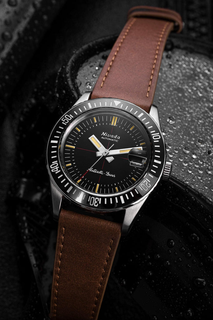 Nivada Grenchen Antarctic Diver on Black Tropical Strap