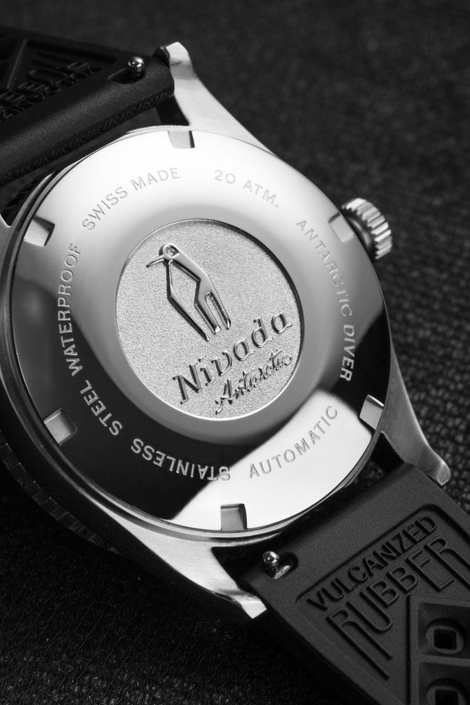 Nivada Antarctic Diver No Date with Tropical Black Rubber Strap