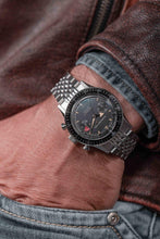 Load image into Gallery viewer, Nivada Grenchen Chronomaster Broad Arrow - Manual Black on Black Leather Strap