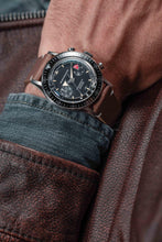 Load image into Gallery viewer, Nivada Grenchen Chronomaster Broad Arrow - Manual Black on Black Leather Strap