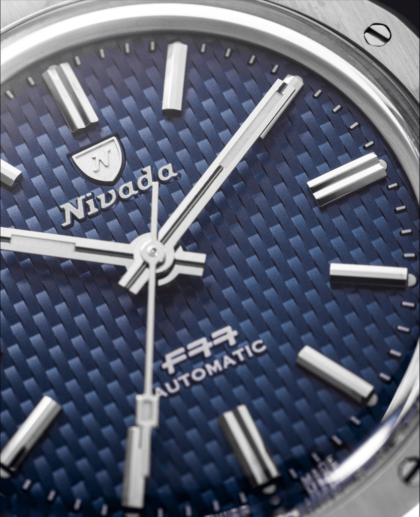 Nivada Grenchen F77 Blue No Date on Bracelet
