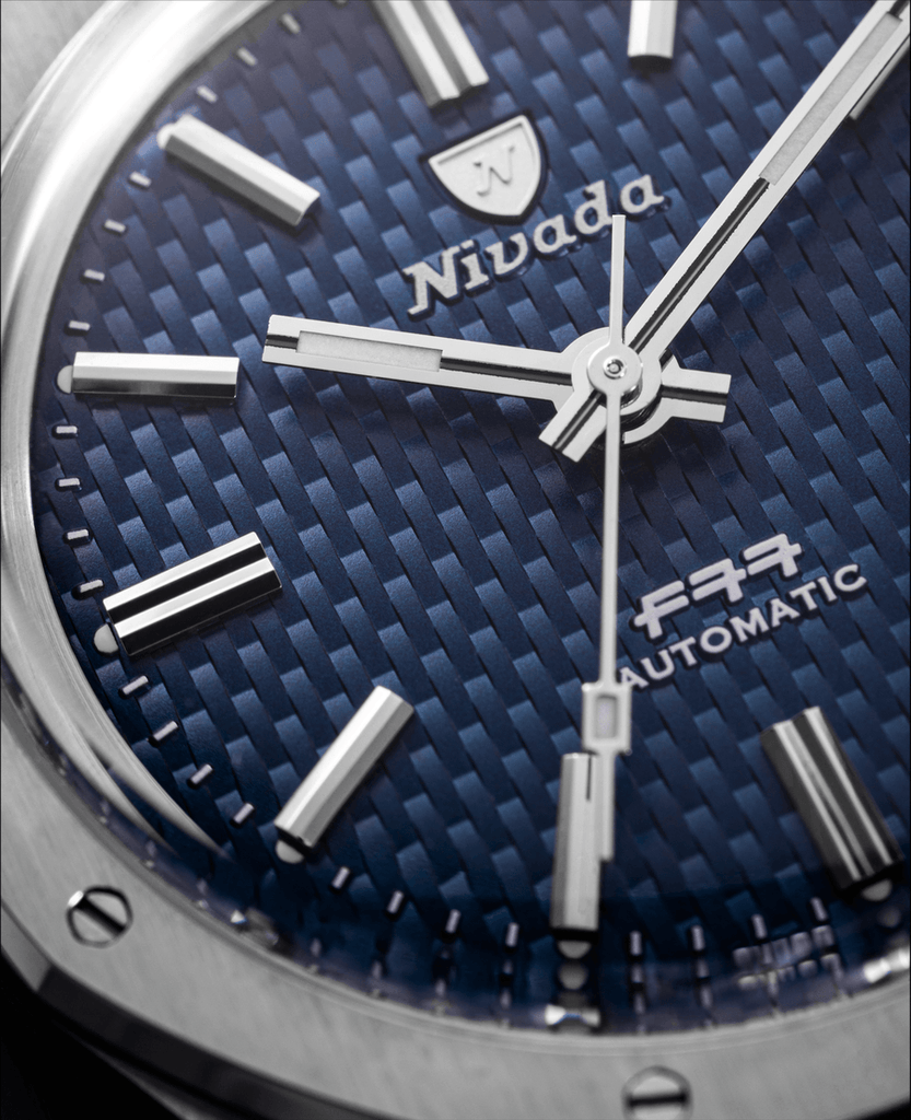 Nivada Grenchen F77 Blue No Date on Bracelet