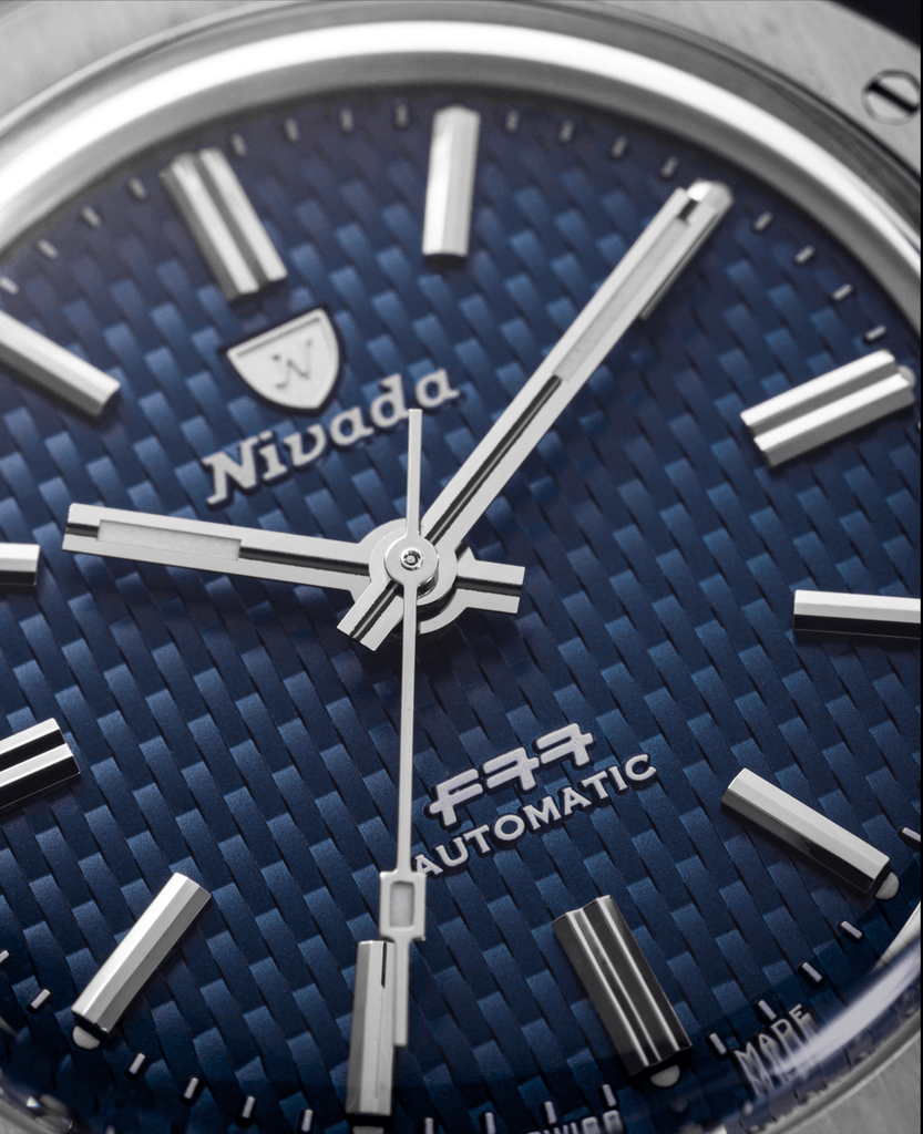 Nivada Grenchen F77 Blue No Date on Bracelet