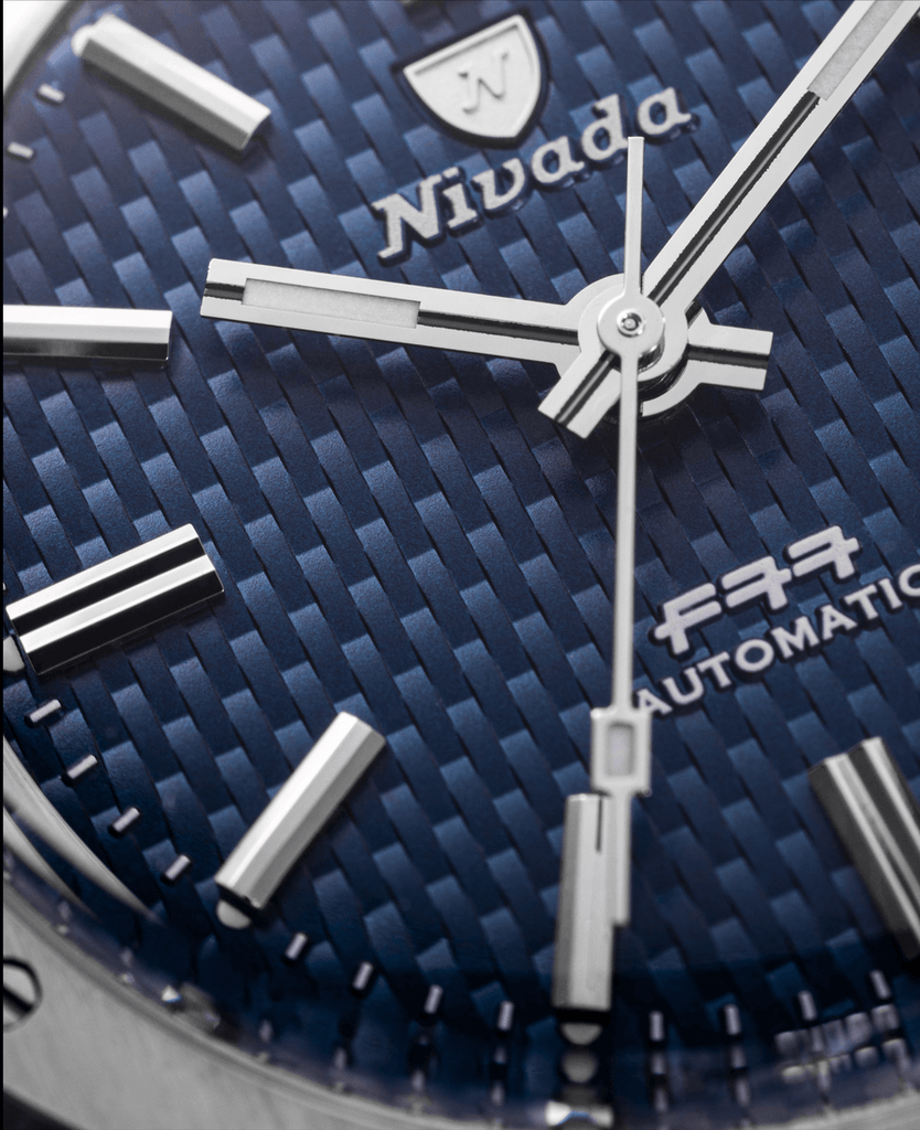 Nivada Grenchen F77 Blue No Date on Bracelet