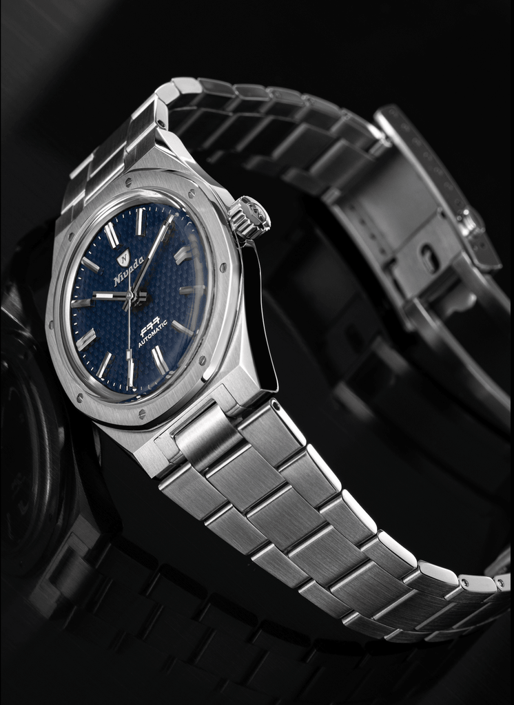 Nivada Grenchen F77 Blue No Date on Bracelet