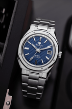 Load image into Gallery viewer, Nivada Grenchen F77 Blue with Date on Bracelet