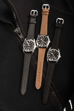 Load image into Gallery viewer, Nivada Grenchen Super Antarctic - White on Black Leather