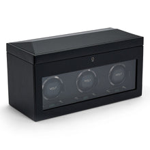 Load image into Gallery viewer, Wolf British Racing Triple Watch Winder with Storage Black