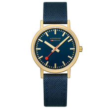 Load image into Gallery viewer, Mondaine Official Swiss Railways Classic Deep Ocean Blue Textile 36mm Watch