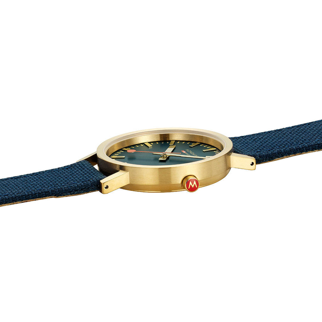 Mondaine Official Swiss Railways Classic Deep Ocean Blue Textile 36mm Watch