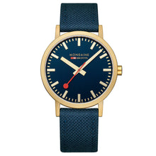 Load image into Gallery viewer, Mondaine Official Swiss Railways Classic Deep Ocean Blue Textile 40mm Watch