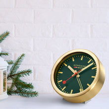 Load image into Gallery viewer, Mondaine Official Swiss Railways Forest Green Alarm Clock 125mm