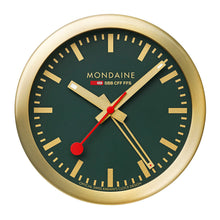 Load image into Gallery viewer, Mondaine Official Swiss Railways Forest Green Alarm Clock 125mm