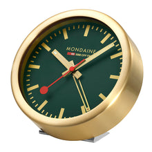 Load image into Gallery viewer, Mondaine Official Swiss Railways Forest Green Alarm Clock 125mm