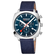 Load image into Gallery viewer, Mondaine Official Swiss Railways Grand Cushion 41mm Deep Ocean Blue Watch Set