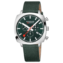 Load image into Gallery viewer, Mondaine Official Swiss Railways Grand Cushion 41mm Forest Green Watch Set