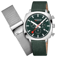 Load image into Gallery viewer, Mondaine Official Swiss Railways Grand Cushion 41mm Forest Green Watch Set