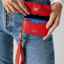 Load image into Gallery viewer, Wolf Mimi Credit Card Holder with Wristlet Red